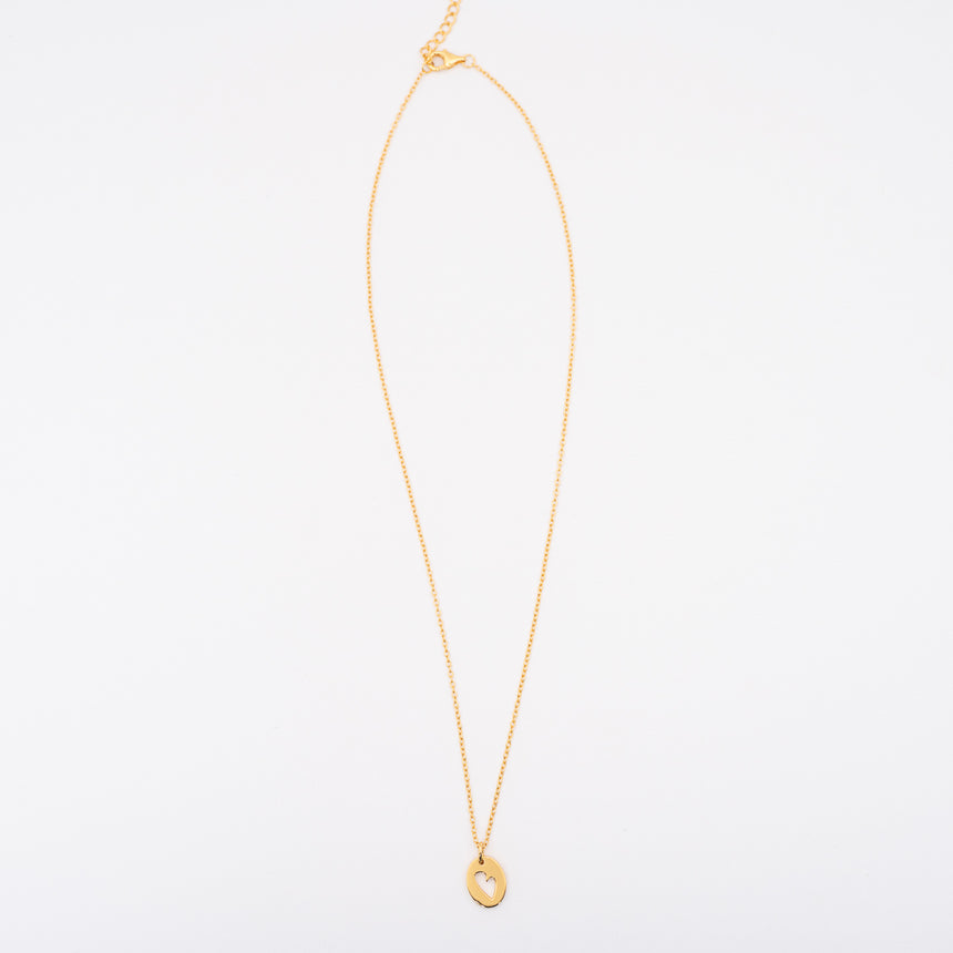 Gold Heart Disc Necklace