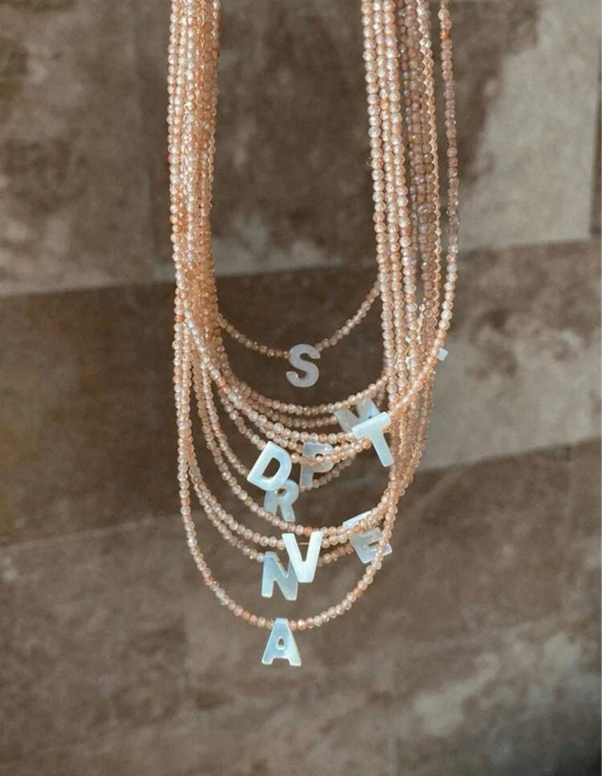 Sparkling Initial Bead Necklace