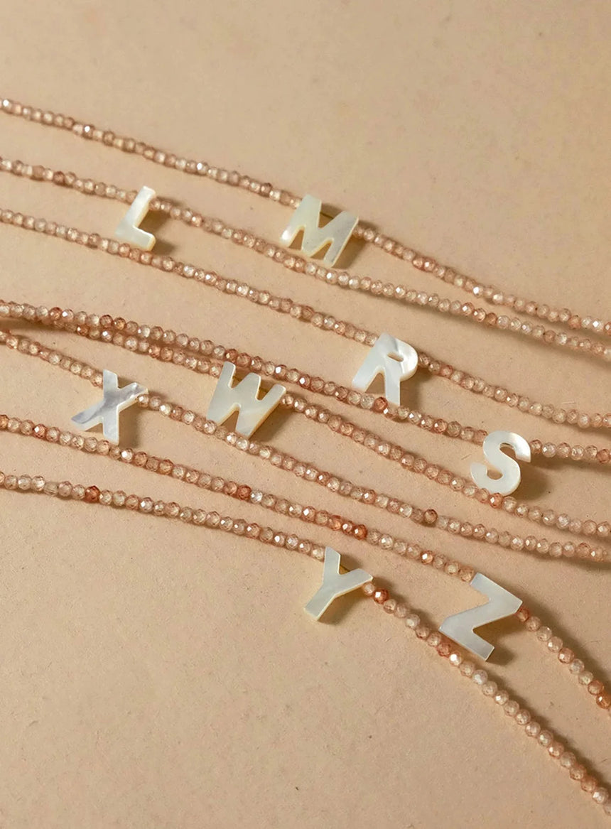 Sparkling Initial Bead Necklace