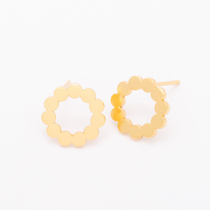 Small Gold Scalloped Stud Earrings