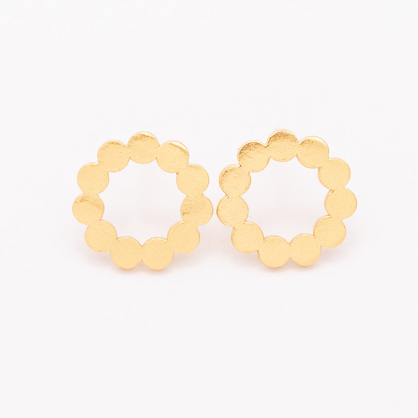 Small Gold Scalloped Stud Earrings