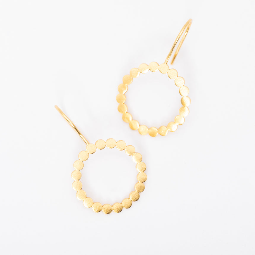 Gold Scalloped Hanging Earrings