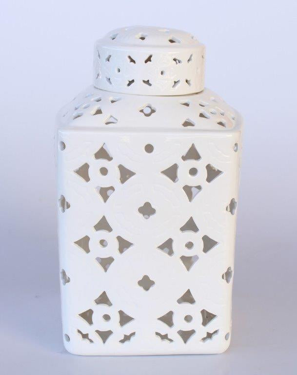 White Square Cut Out Ginger Jar