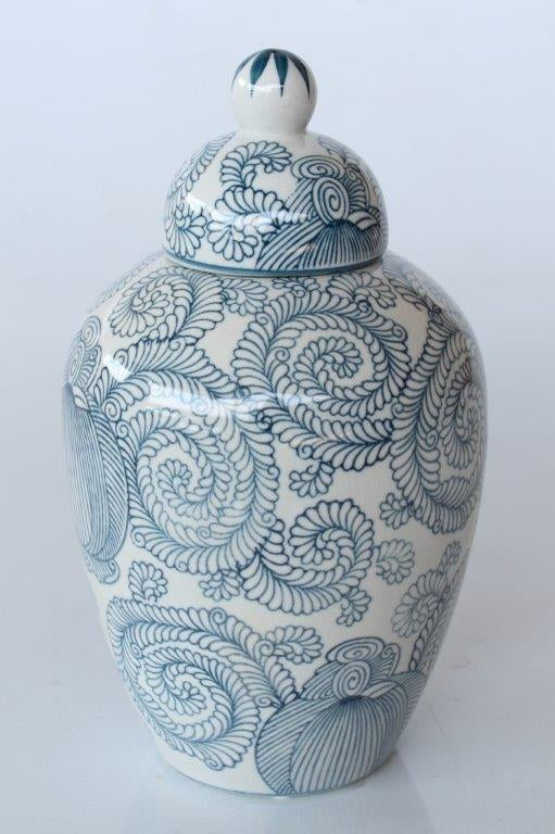 Blue Swirl Ginger Jar