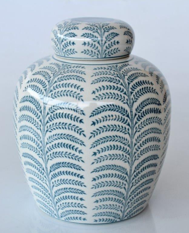 Blue & White Fern Ginger Jar