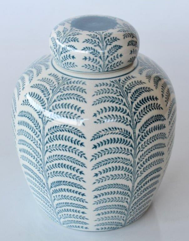 Blue & White Fern Ginger Jar