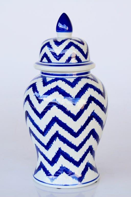 Blue Zig Zag Ginger Jar