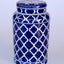 Large Geometric Blue & White Jar