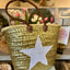 Hand Woven Sequin Beach Baskets - Gold with White Star