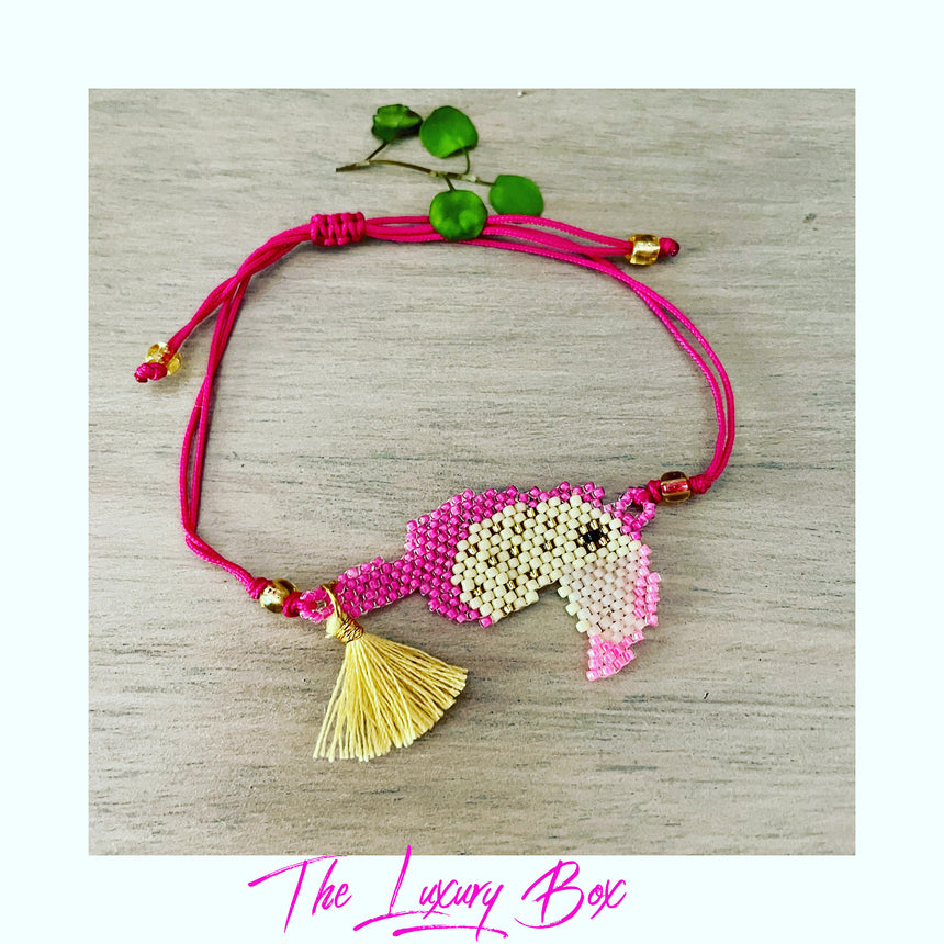 Pink Toucan beaded bracelet