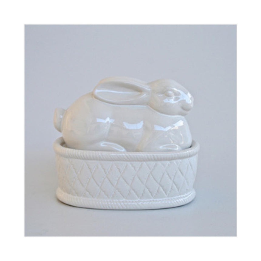 Ceramic Oval Bowl with Bunny Lid