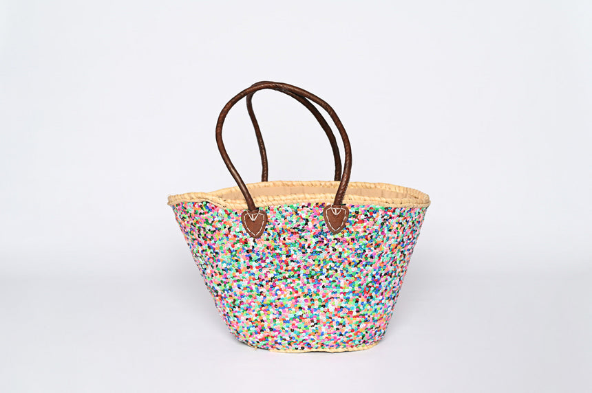 Hand Woven Sequin Beach Baskets