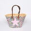 Hand Woven Sequin Beach Baskets - Muilticolour with Pink Star