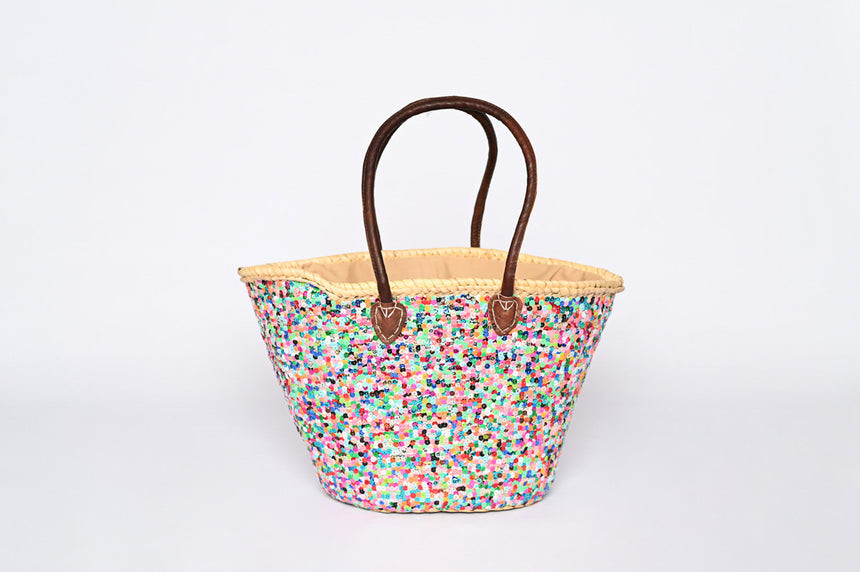 Hand Woven Sequin Beach Baskets