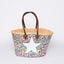 Hand Woven Sequin Beach Baskets - Multicolour with White Star