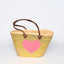 Hand Woven Sequin Beach Baskets - Gold with Pink Heart