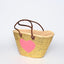 Hand Woven Sequin Beach Baskets - Gold with Pink Heart