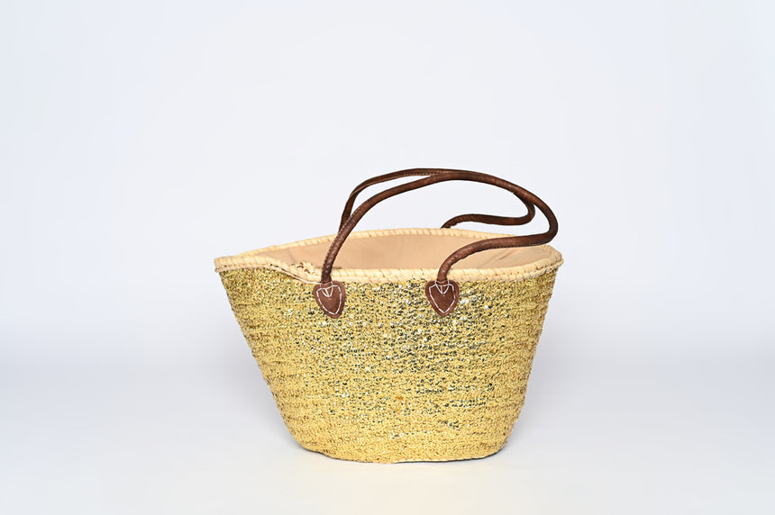 Hand Woven Sequin Beach Baskets