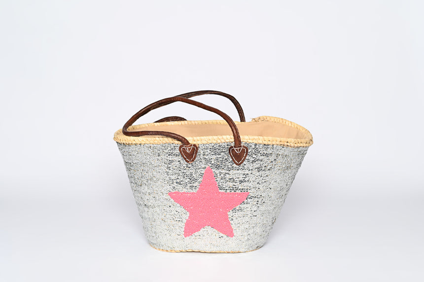 Hand Woven Sequin Beach Baskets