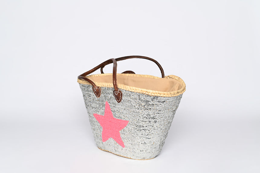 Hand Woven Sequin Beach Baskets