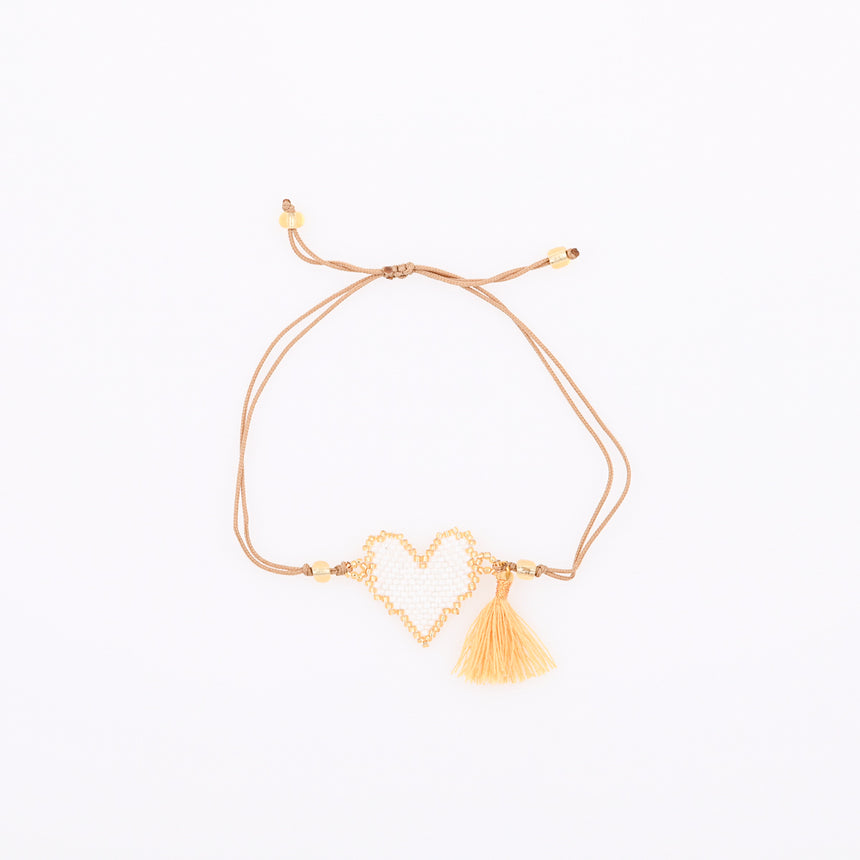 White and Gold Heart beaded bracelet