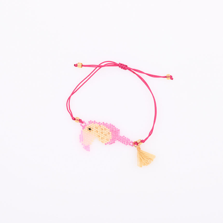 Pink Toucan beaded bracelet