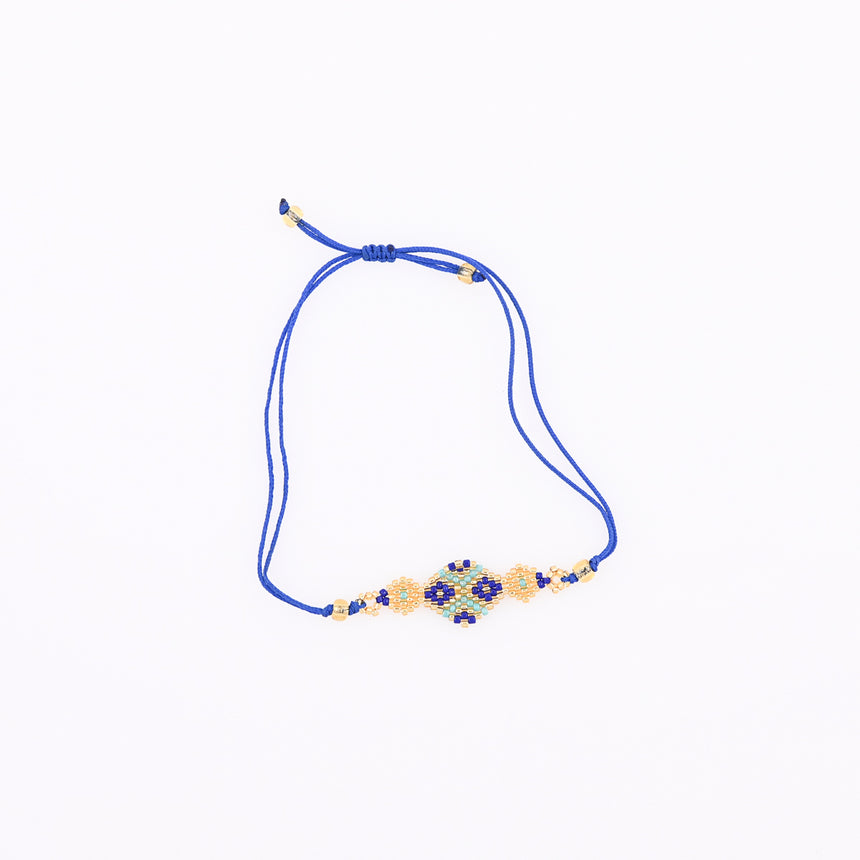 Blue and Gold Geometric beaded bracelet