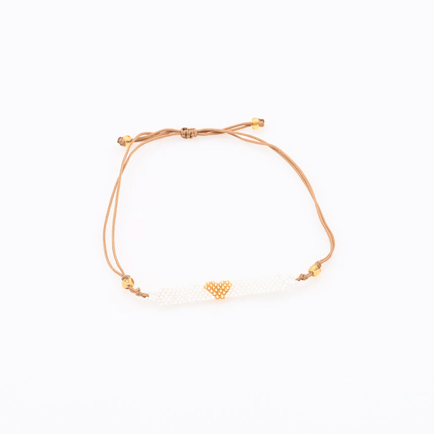 White with Gold heart beaded bracelet