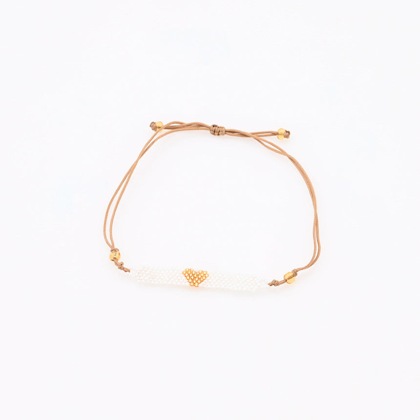 White with Gold heart beaded bracelet