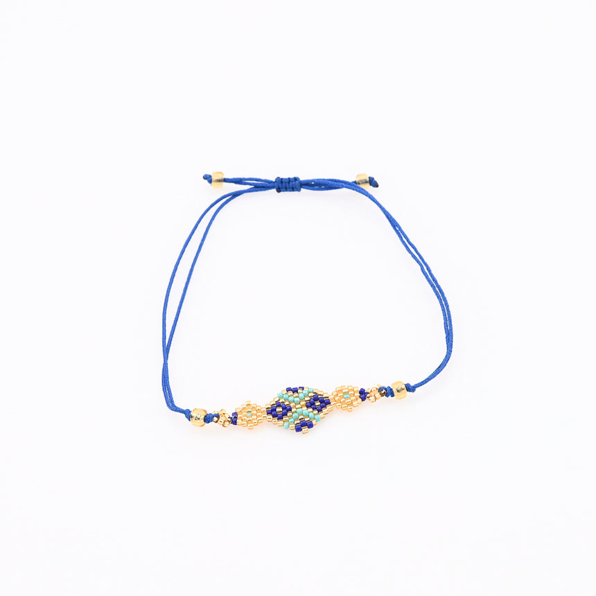 Blue and Gold Geometric beaded bracelet