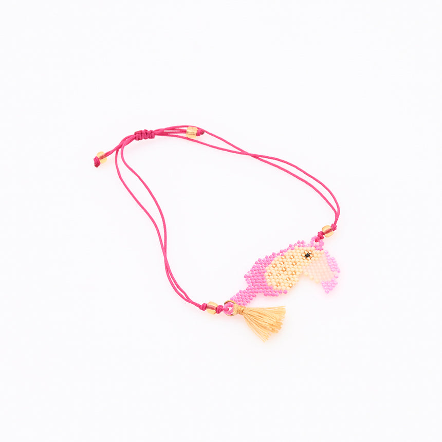 Pink Toucan beaded bracelet