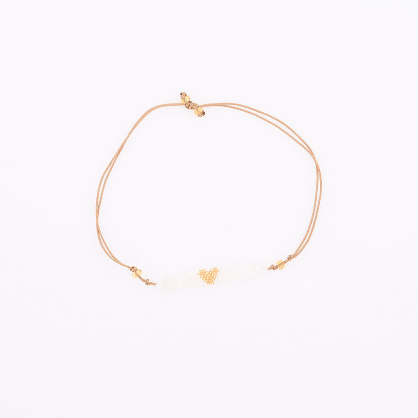 White with Gold heart beaded bracelet