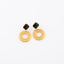Round Brushed Gold earrings with Black Chalcedony