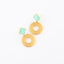 Round Brushed Gold earrings with Aqua Chalcedony