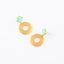 Round Brushed Gold earrings with Aqua Chalcedony