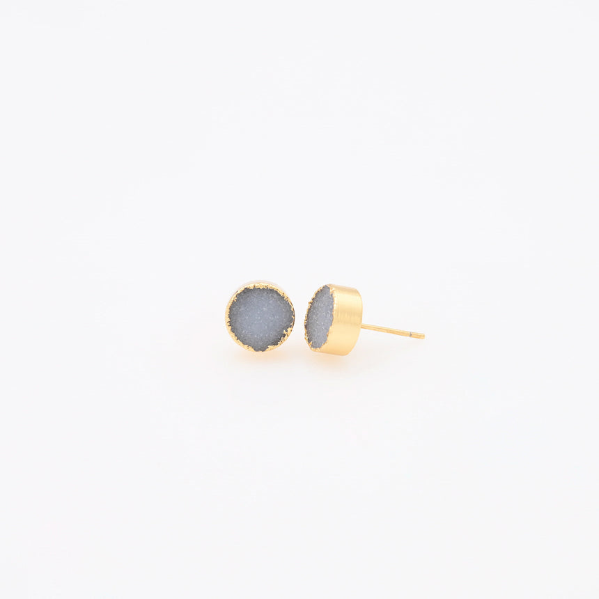 Gold and Blue Grey Druzy earrings