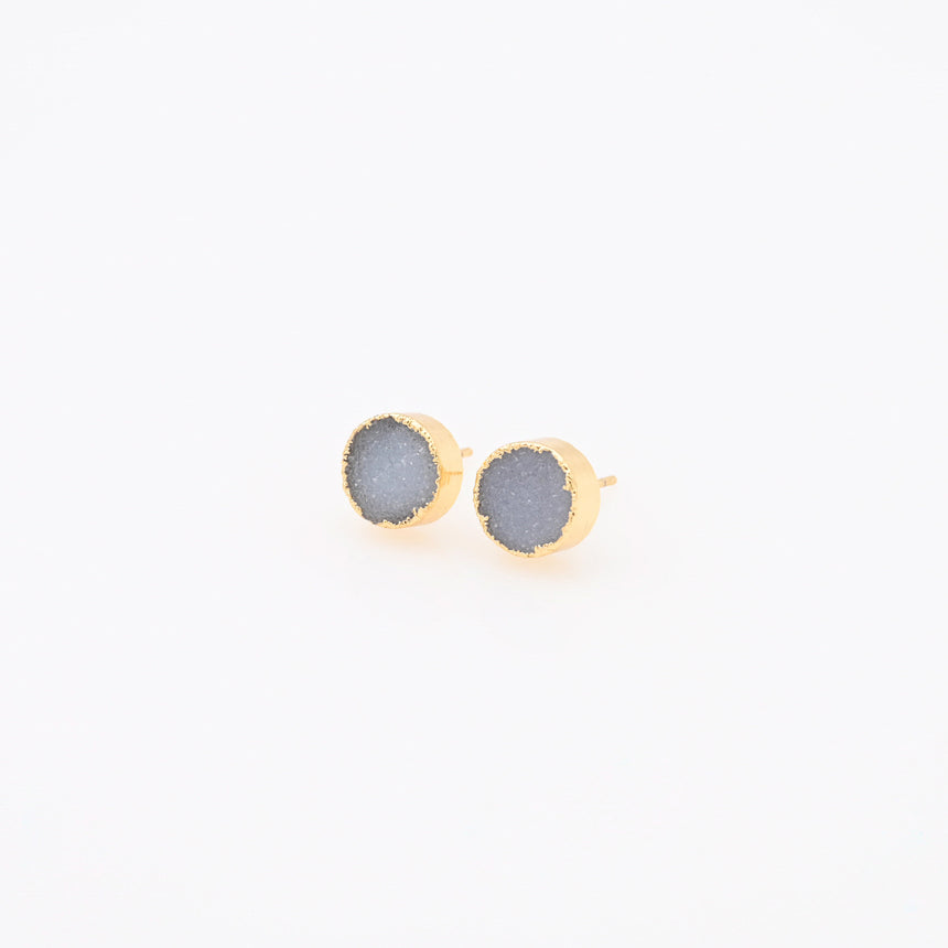 Gold and Blue Grey Druzy earrings