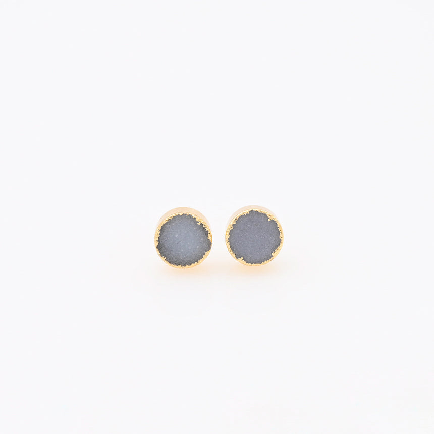 Gold and Blue Grey Druzy earrings