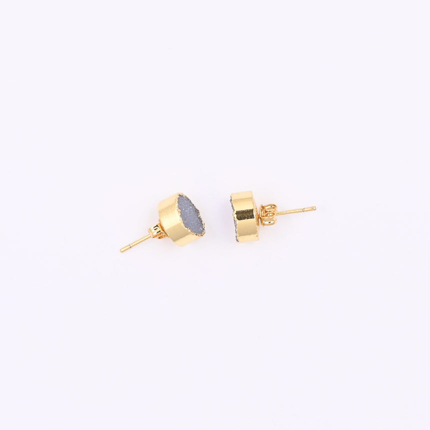 Gold and Blue Grey Druzy earrings