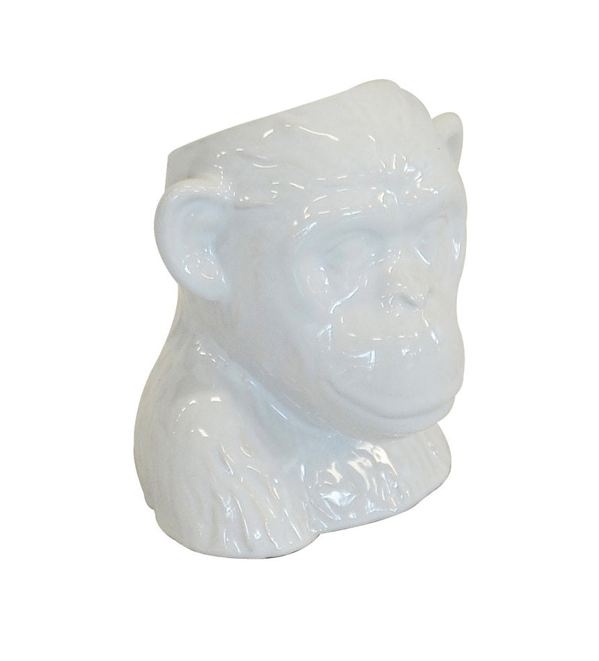 White Ceramic Monkey Head