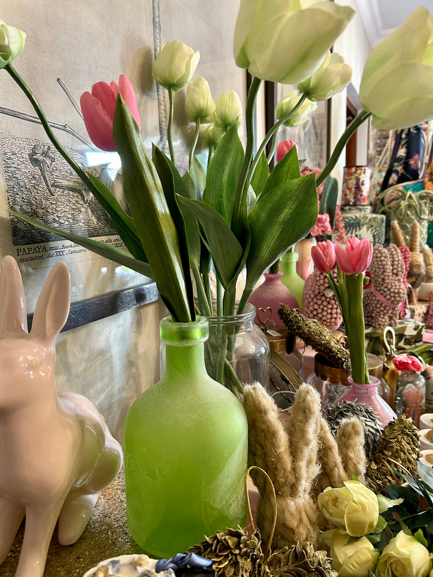 Green Frosted Glass Vase