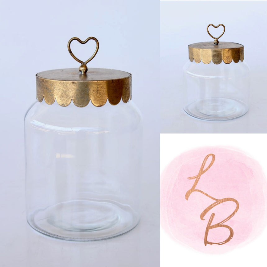 Set of Glass Jars with Heart Lid