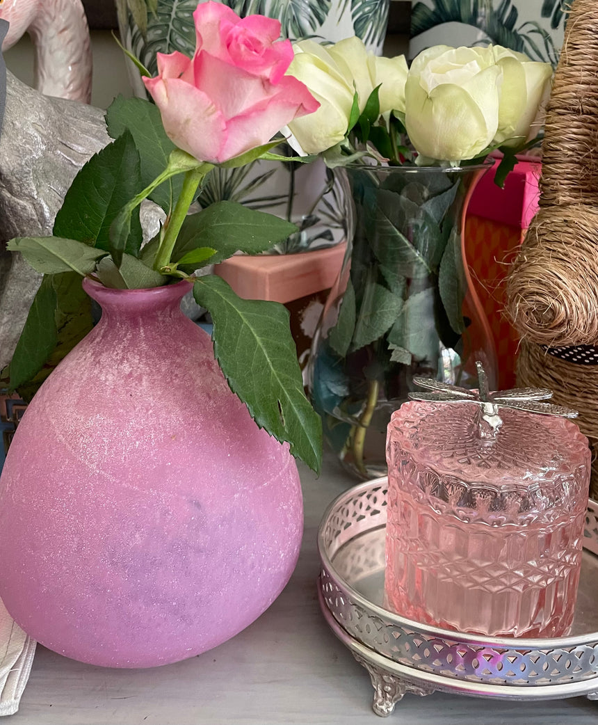 Pink Frosted Glass Vase