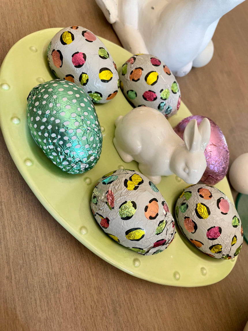 White Bunny & Green Egg Plate