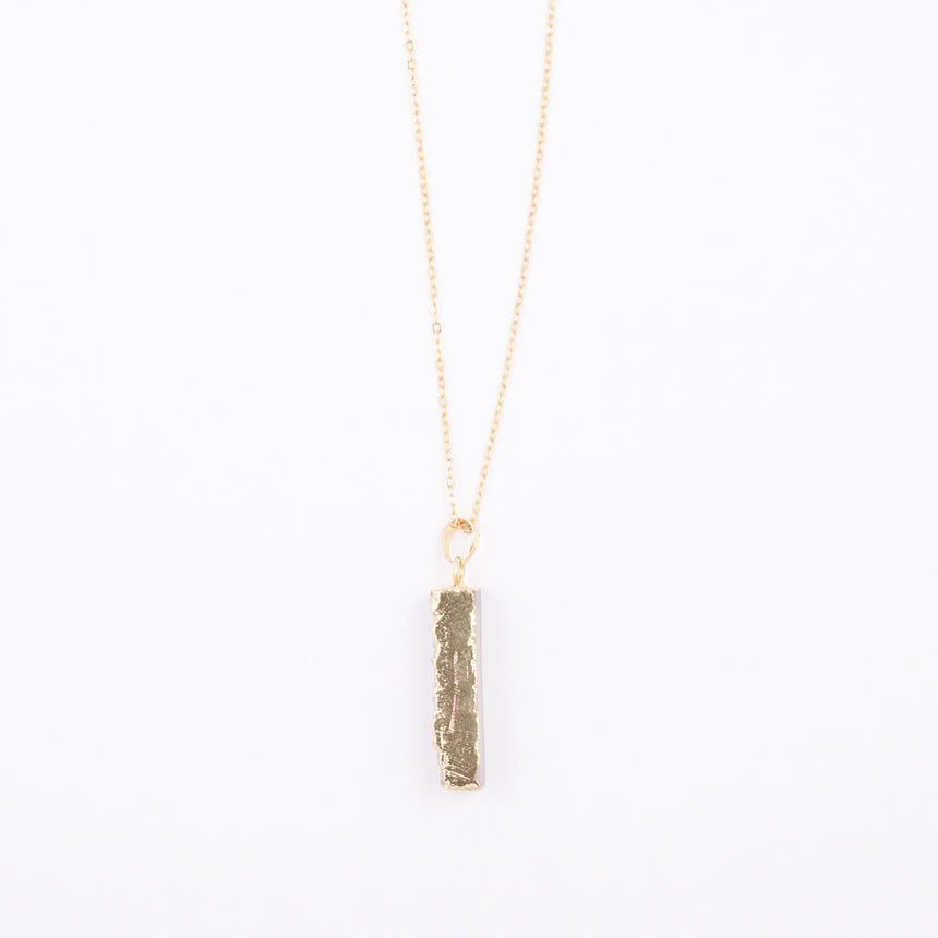 Long Druzy Bar Pendant Necklace