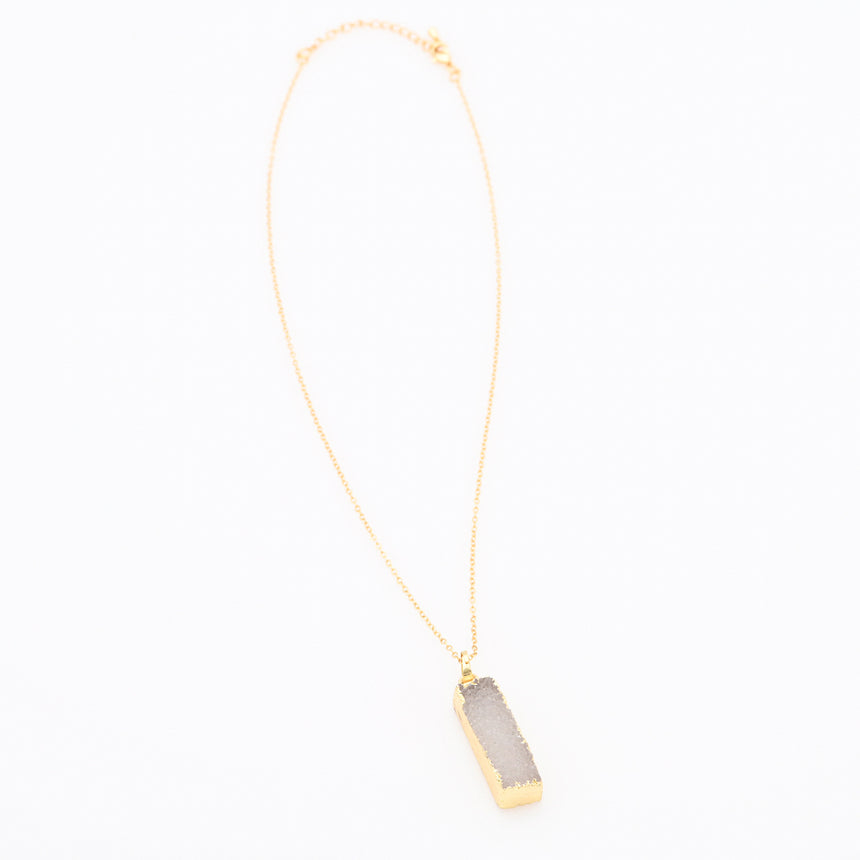 Long Druzy Bar Pendant Necklace