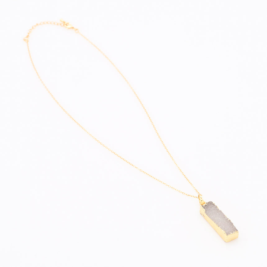 Long Druzy Bar Pendant Necklace