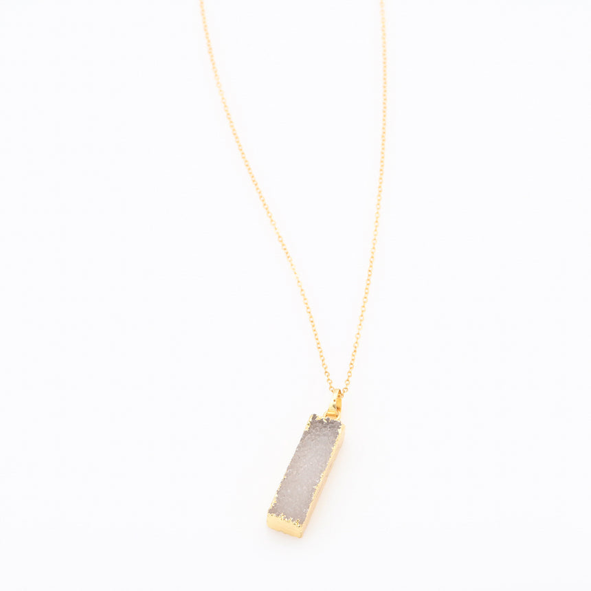 Long Druzy Bar Pendant Necklace