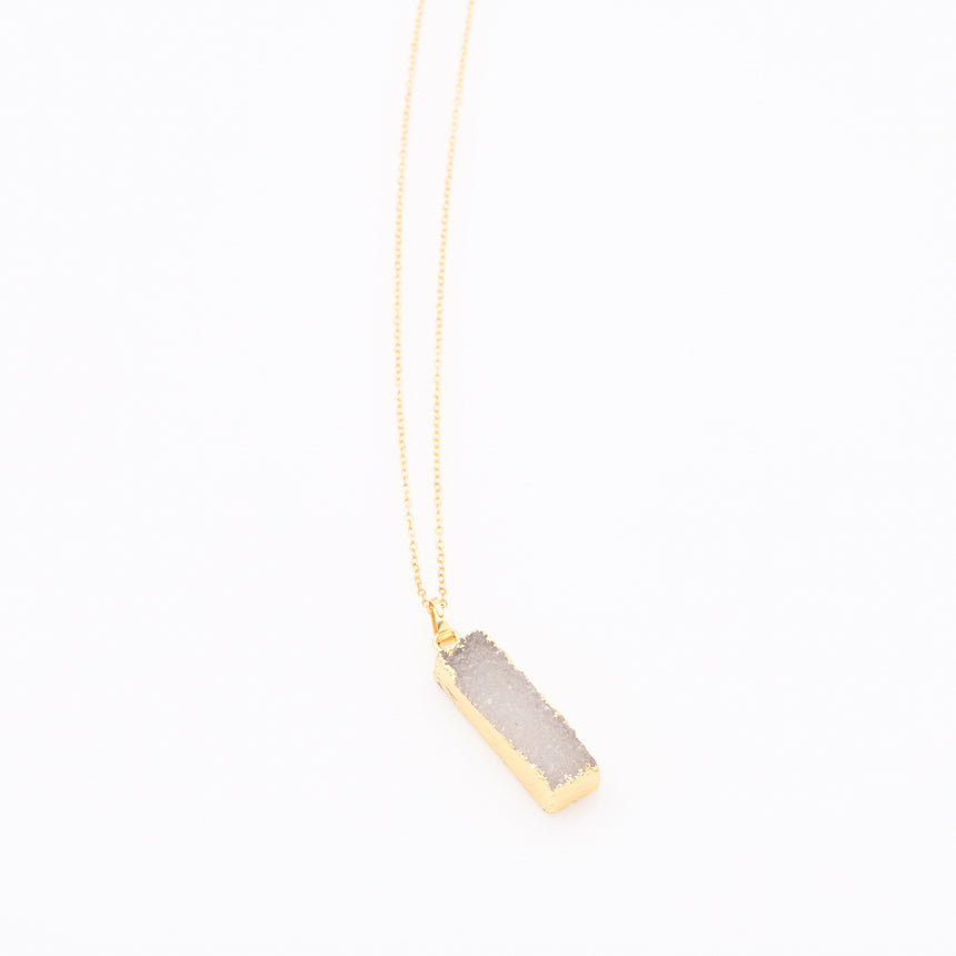 Long Druzy Bar Pendant Necklace