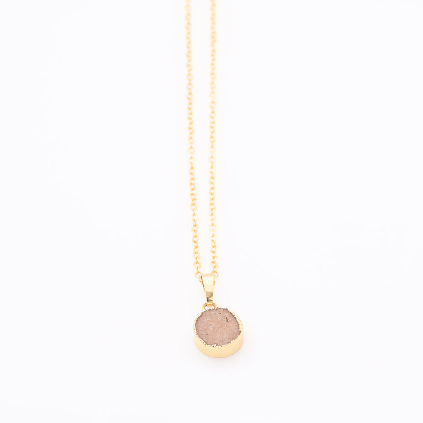 Pink Oval Druzy pendant Necklace